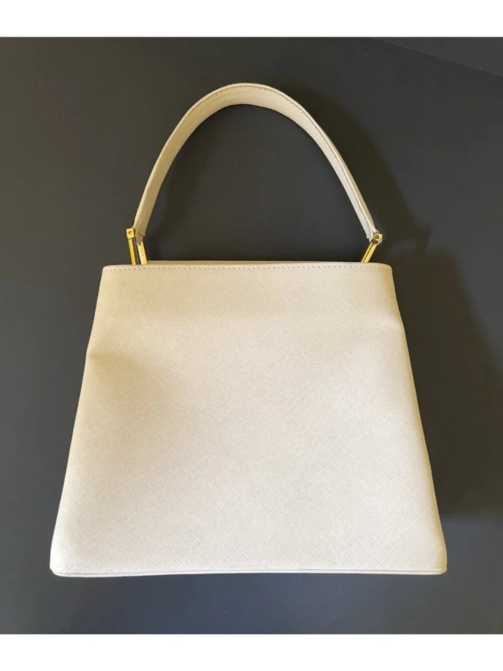 Jafferjees Willow Top Handle Bag Off White Cream Vertical Grain Leather Luxury